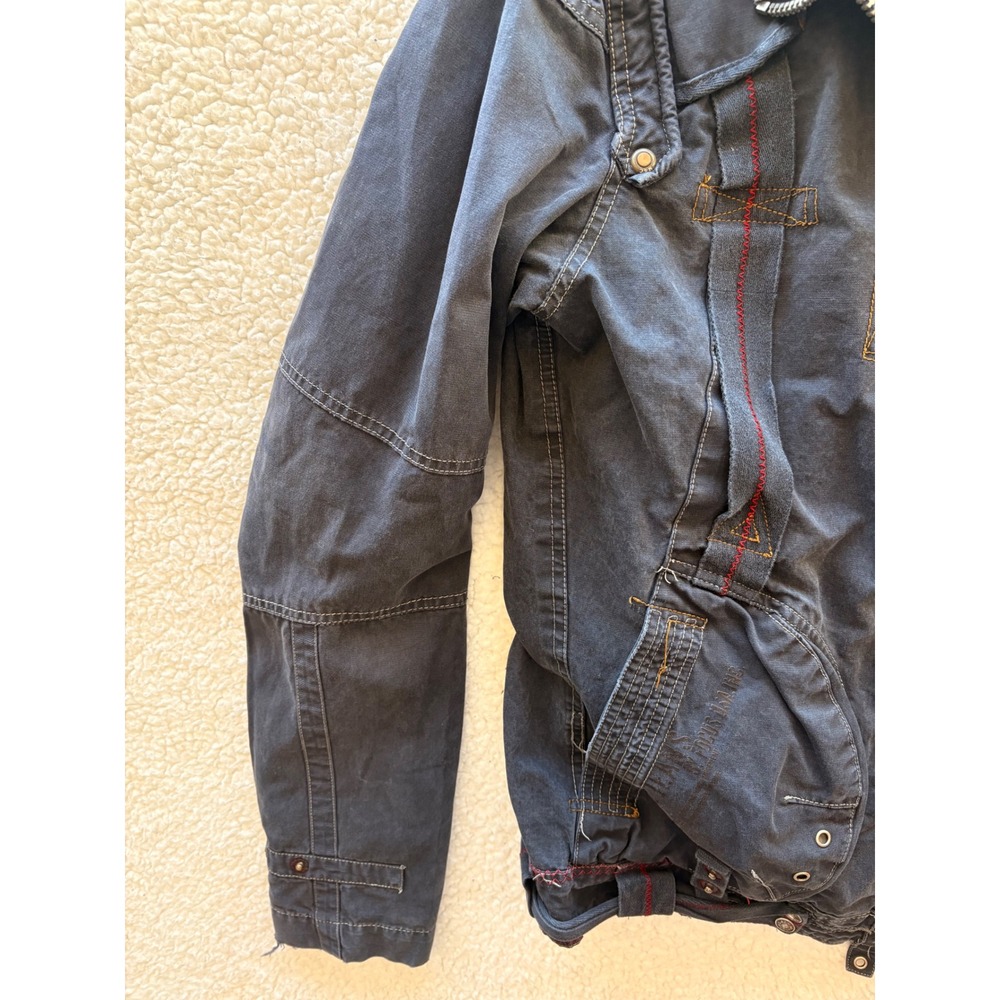 Vintage FUSAI Women Black Moto Jacket Red Contrast Stitch Punk Streetwear Size M - Picture 5 of 5